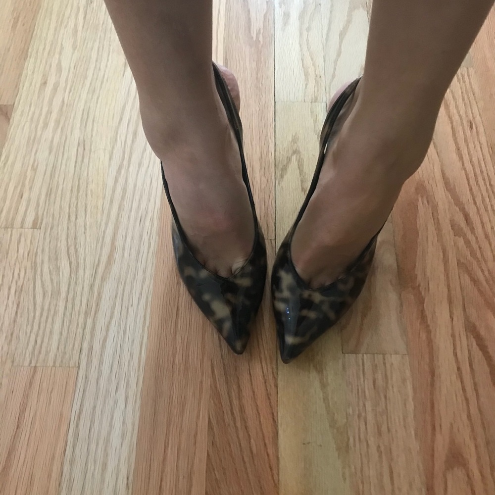 Tortoise Patent Leather Sling Back